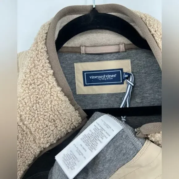 ๐ NWOT Vineyard Vines Nantucket Sherpa Vest Island Khaki Beige Tan Brown Medium - Picture 16 of 16